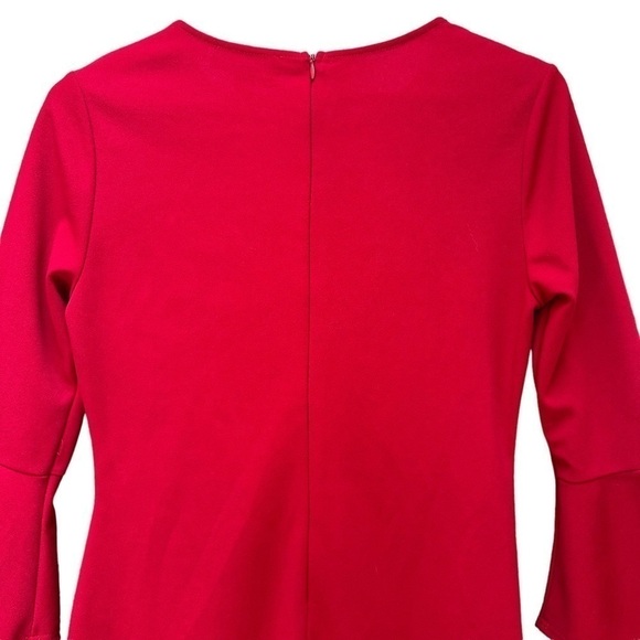 Lulus Red Ruffle Bodycon Mini Dress 3/4 Bell Sleeve Womens Size M‎ - Picture 5 of 9